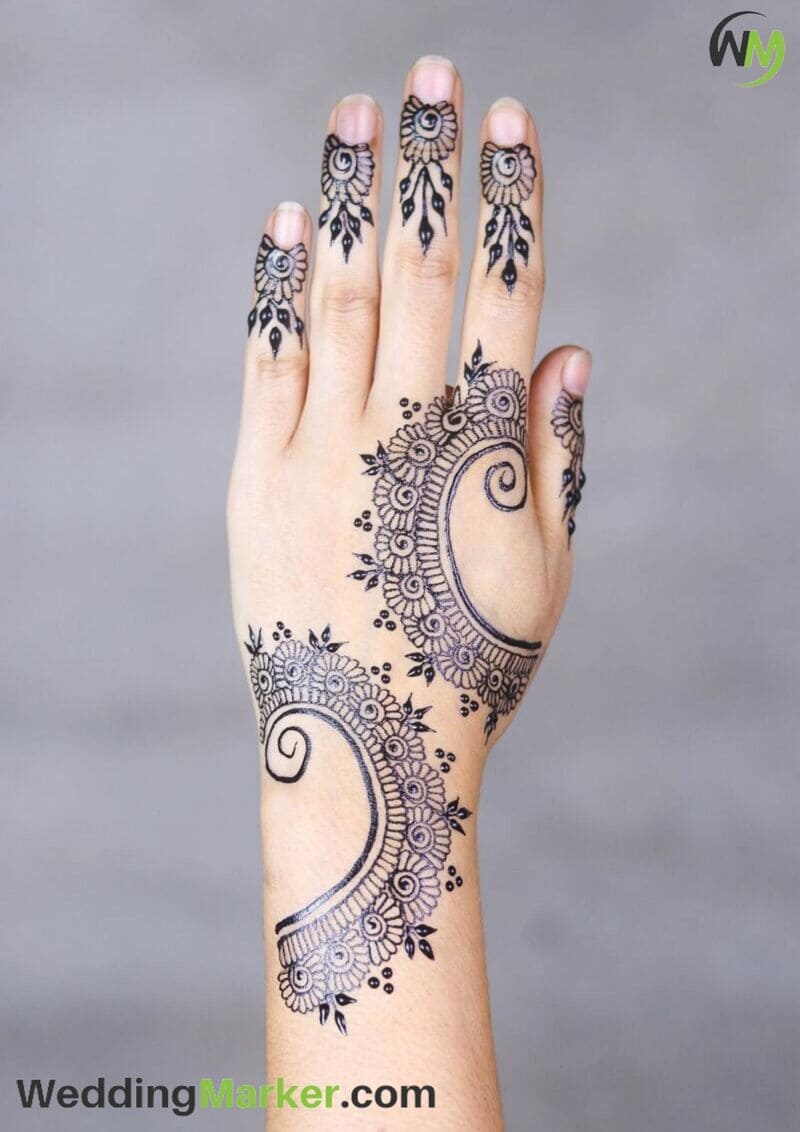 simple mehndi design for back hand 10