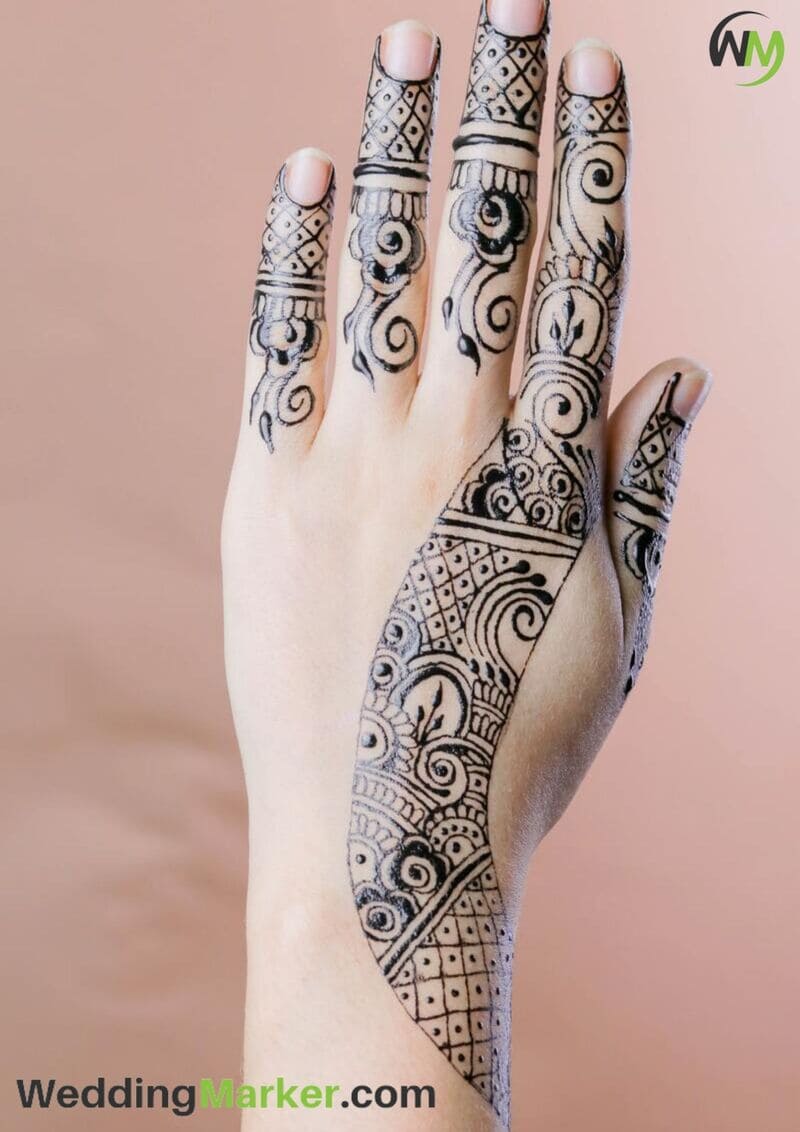 simple mehndi design for back hand 13