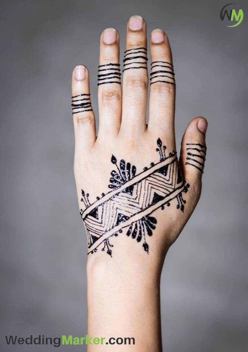 simple mehndi design for back hand 5