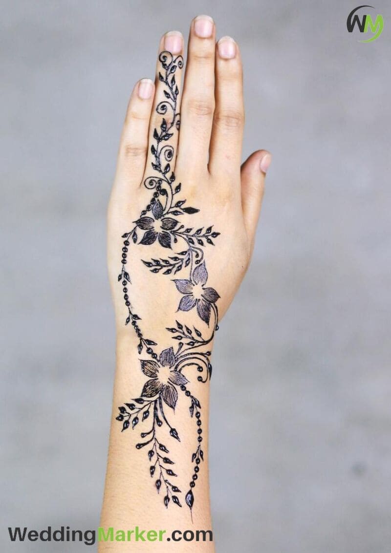 simple mehndi design for back hand 9