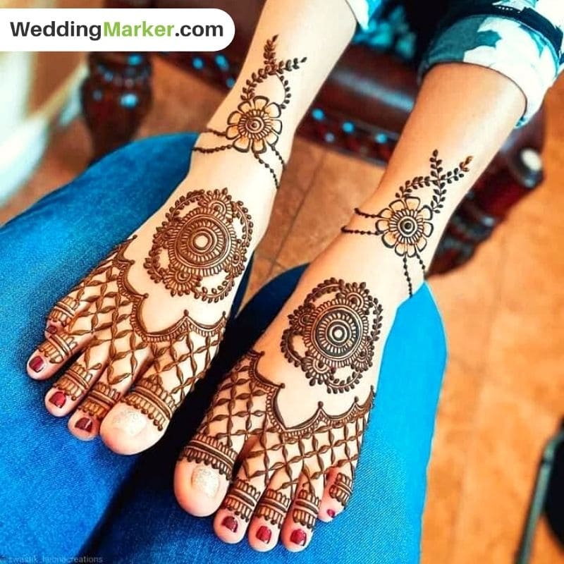 simple mehndi design for foot 19